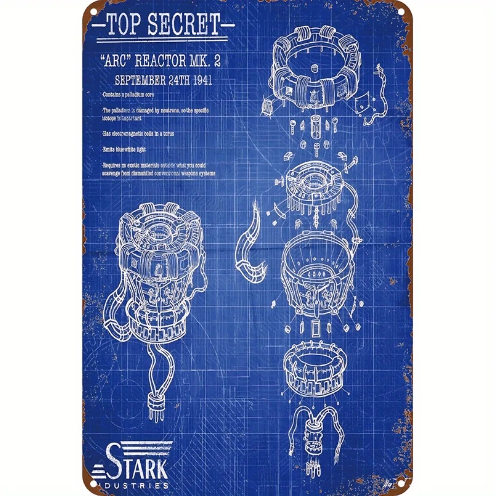 Tech Office Wall - CIFBUY ป้ายโลหะอลูมิเนียมสไตล์เรโทรอุตสาหกรรม 2D ลายซูเปอร์ฮีโร่ กันน้ำ ทนทาน