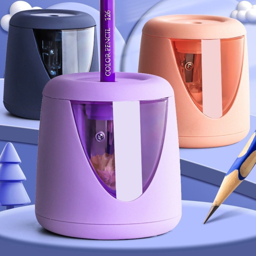 Tech For Office - สติ๊กเกอร์ อุปกรณ์สำนักงานและโรงเรียน ที่เหลาดินสอไฟฟ้าลายการ์ตูน เครื่องมือกลไกแบบสวิตช์อัตโนมัติ เครื่องเขียนสร้างสรรค์