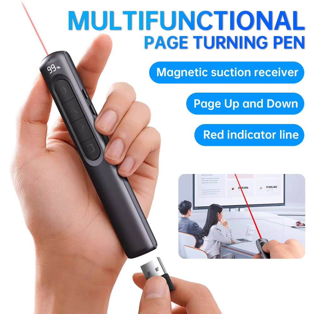 Presentation Remote Laser - S12 สมาร์ทดิจิตอลมัลติฟังก์ชั่นปากกาพลิกหน้า PPT Presenter ปากกาควบคุมระยะไกลเหมาะสำหรับการสอน, การบรรยาย,