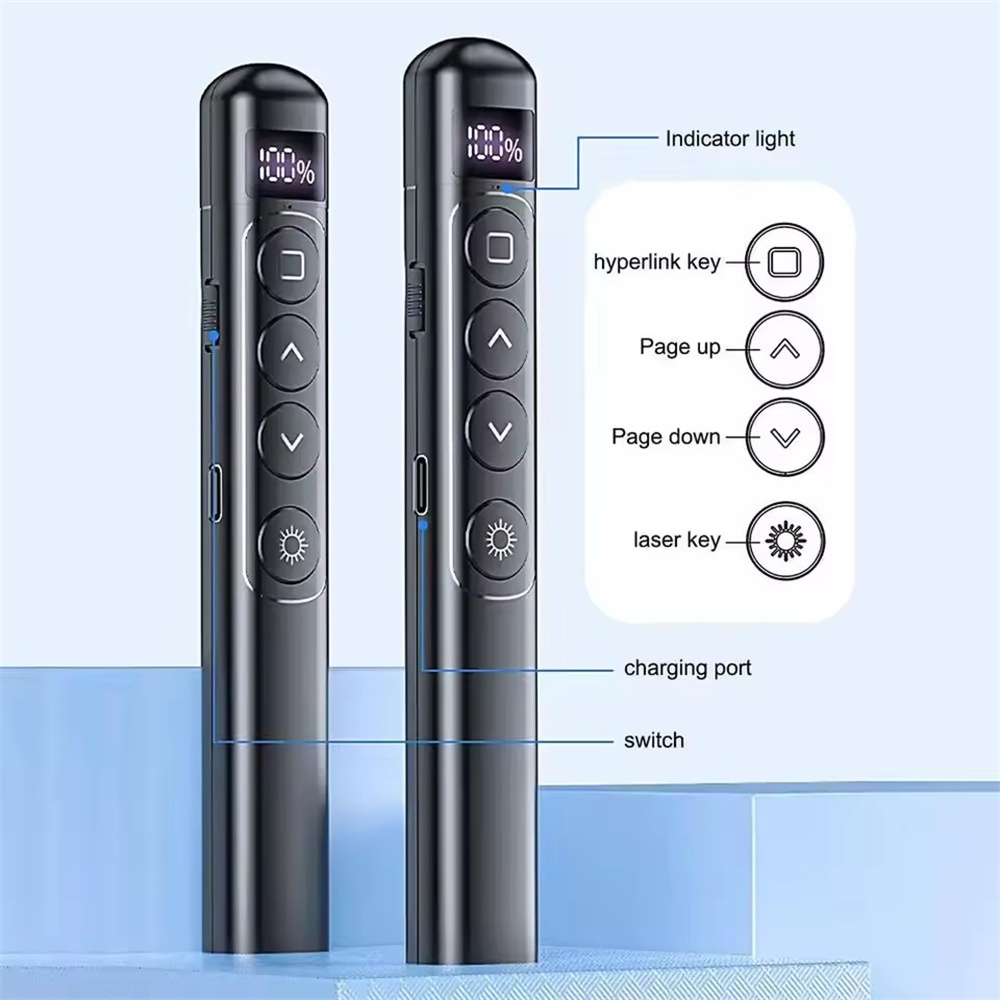 Presentation Remote Laser - ปากกาคลิกเกอร์สำหรับนำเสนอแบบพับได้ RF 2.4GHz คลิกเกอร์ PowerPoint ปากกาเลเซอร์พอยเตอร์
