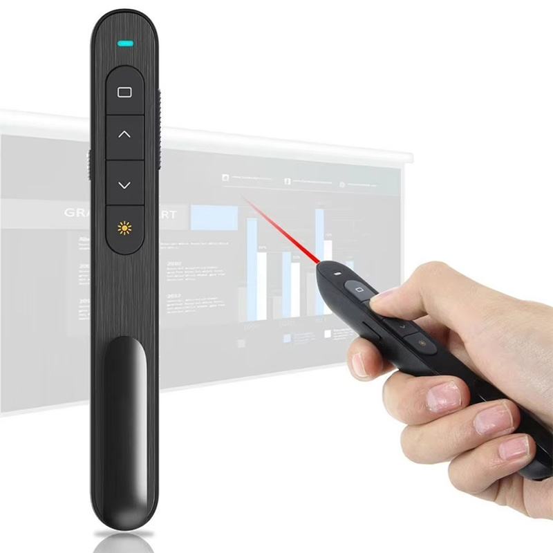 Presentation Remote Laser - ปากกาควบคุมการนำเสนอแบบไร้สาย 2.4G พร้อมรีโมทควบคุมระดับเสียง สำหรับงานนำเสนอ PPT และกระดานไวท์บอร์ด