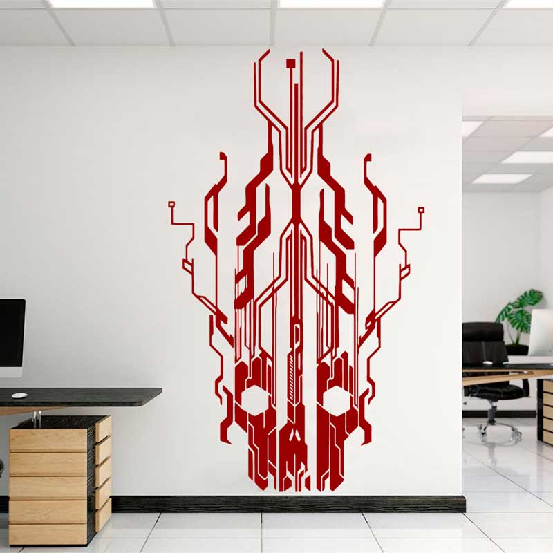 ชิปวงจร Tech Skull ไวนิลสติ๊กเ - Tech Office Wall บทวิจารณ์และราคา