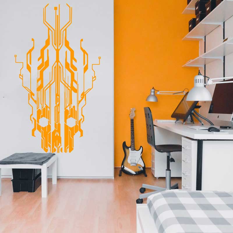 ชิปวงจร Tech Skull ไวนิลสติ๊กเ - Tech Office Wall บทวิจารณ์และราคา