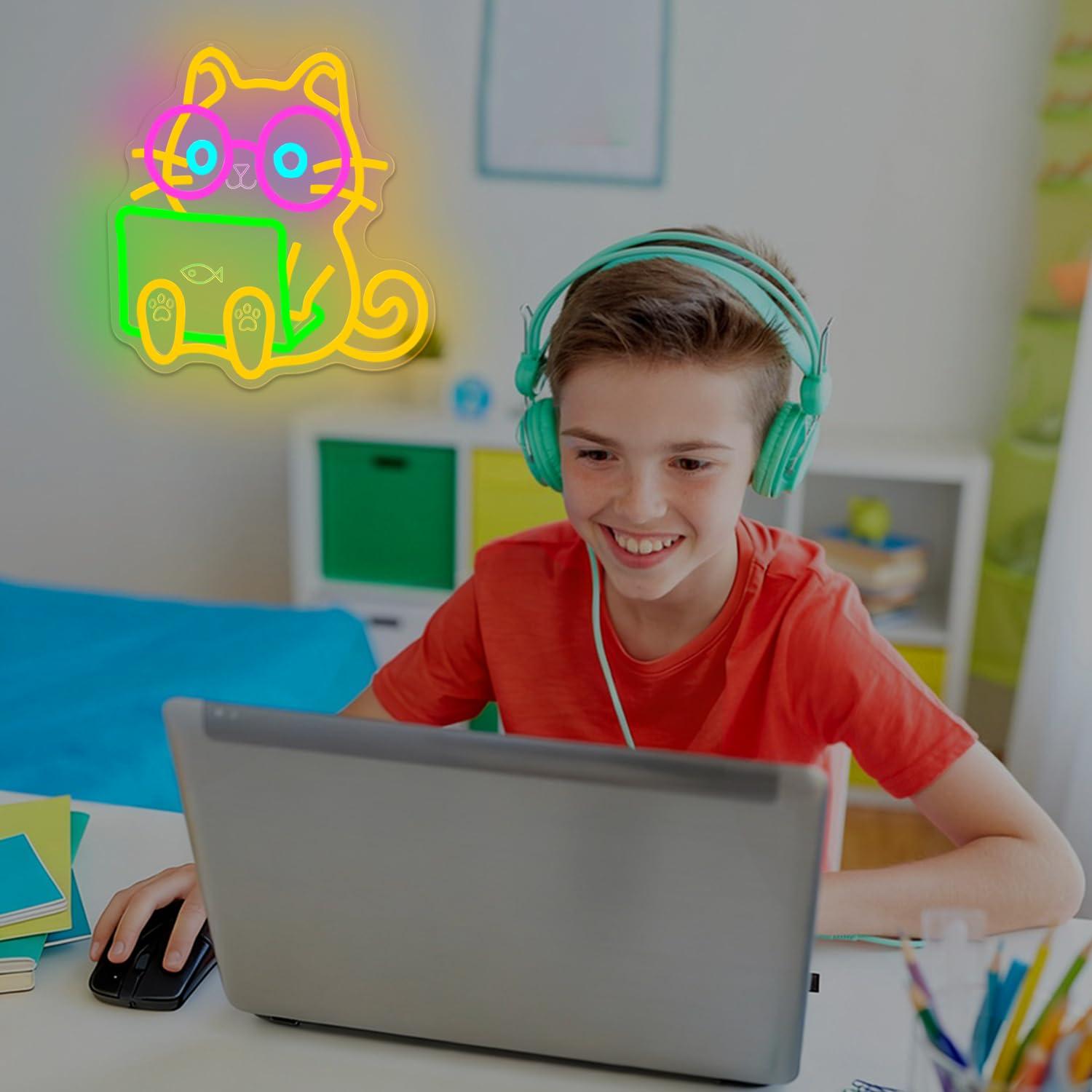 ป้ายไฟนีออนรูปแมวสำหรับแล็ปท็อ - Tech Office Wall บทวิจารณ์และราคา
