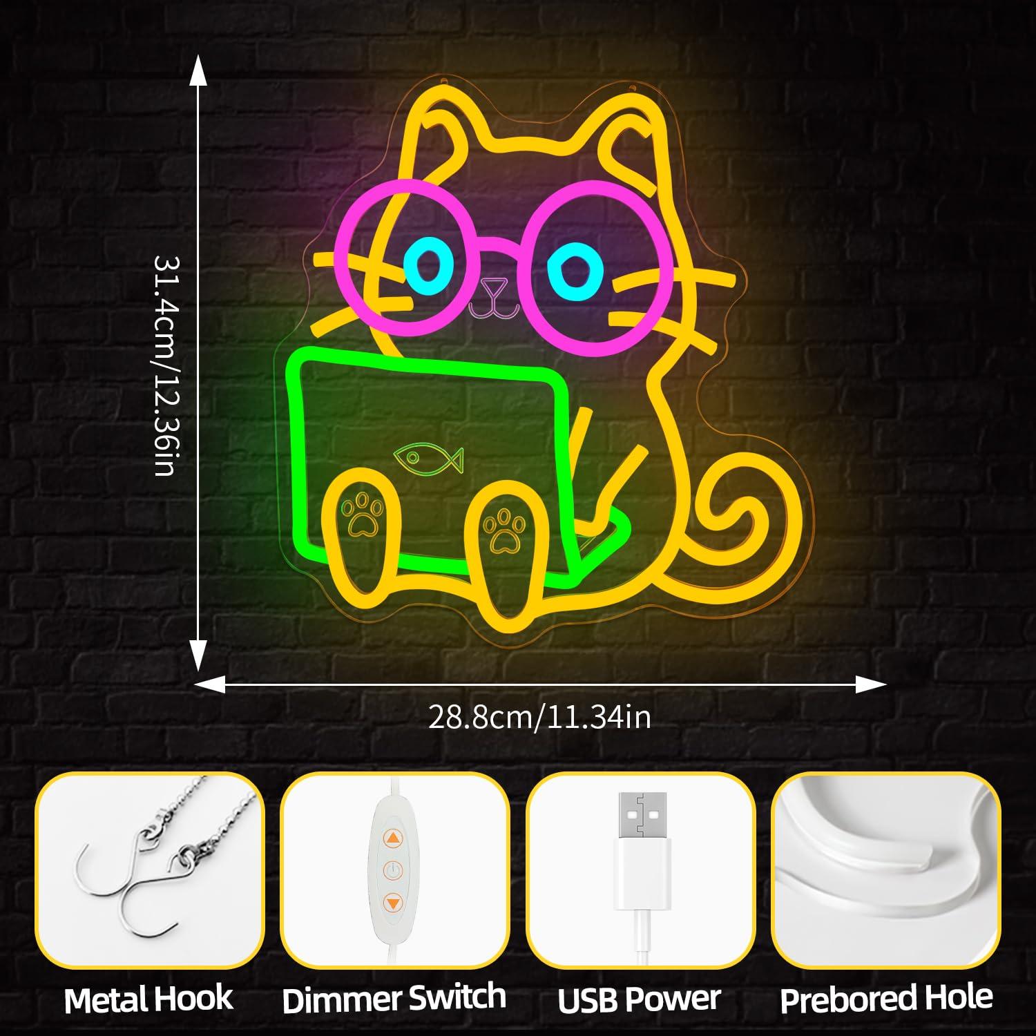 ป้ายไฟนีออนรูปแมวสำหรับแล็ปท็อ - Tech Office Wall บทวิจารณ์และราคา