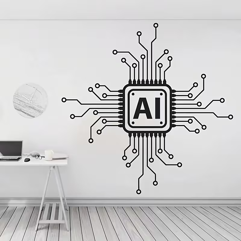 สติ๊กเกอร์ติดผนังไวนิลลายวงจรเ - Tech Office Wall บทวิจารณ์และราคา